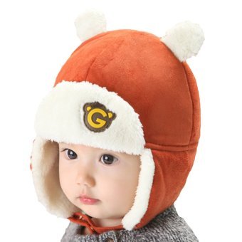 EOZY Baby Cartoon Bear Lei Feng Hat Pilot Aviator Warm Hat Plush Cap Baby Toddler Ear Protection Caps (Coffee)