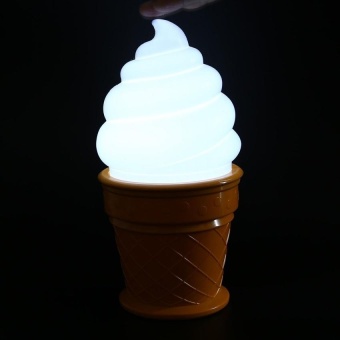 PTQ Creative Ice Cream Led Night Lamp For Kids Children Bedroomcone Shaped Desk Table Lights(White) - intl