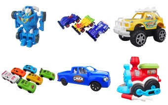 Ocean Toy Paket Mainan Kendaraan Isi 14 Pcs 6 Item + Free 1Pcs Motor GP Mainan Anak - Multicolor
