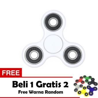 Fidget Spinner Hand Toys Mainan Tri-Spinner EDC Ceramic Ball Focus Games - Putih + Free 2 Fidget Spinner