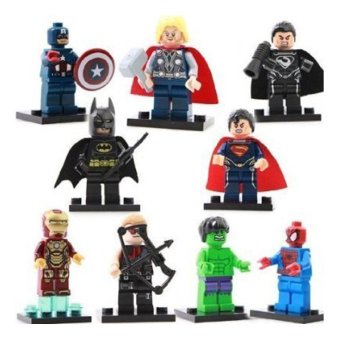 9 pcs/set Marvel &DC the Captain America,iron Man,Hulk,Thor,Superman,General Zod,Hawkeye,Spider-Man,Batman Super Heroes Building Blocks Brick Figure Minifigures Toys Compatible with Lego Without Original Boxes