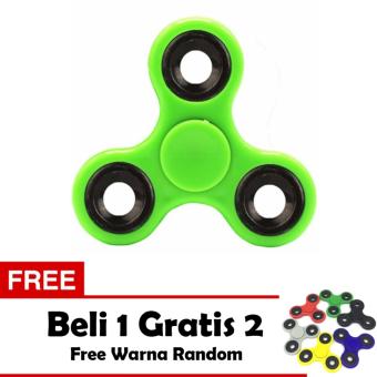 Fidget Spinner Premium Hand Toys Mainan Tri-Spinner EDC Ball Focus Games - Hijau + Free 2 Fidget Spinner