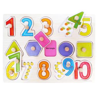 TSH Mainan Edukasi Puzzle Jigsaw Kayu Knob Angka Shape 1 Buah A101 - Multi Colour