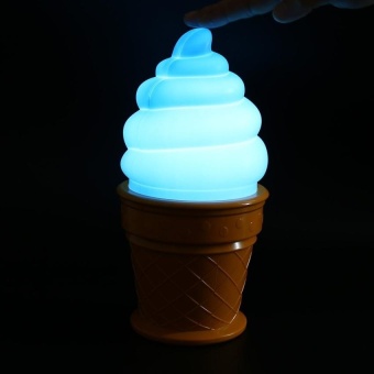 PTQ Creative Ice Cream Led Night Lamp For Kids Children Bedroomcone Shaped Desk Table Lights(Blue) - intl
