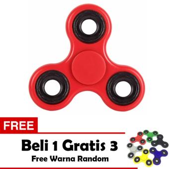 Fidget Spinner Premium Hand Toys Mainan Tri-Spinner EDC Ball Focus Games - Merah + Free 3 Fidget Spinner