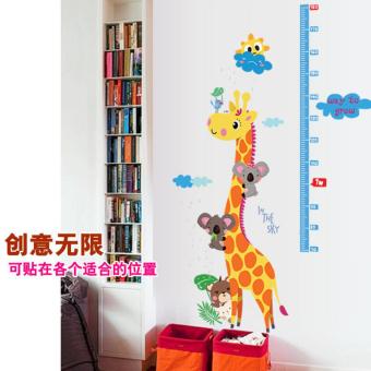 Kids Height Chart Measure Lovely Giraffe Stickers (Blue) - intl