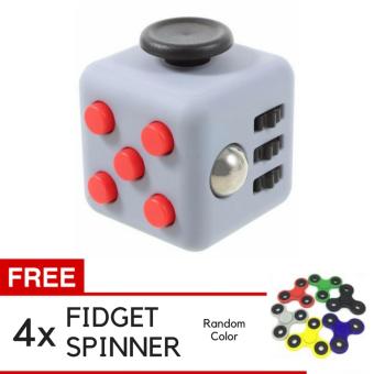 Fidget Cube Kickstarter Finger Toys Therapy Mainan Vinyl Desk Stress Relief + Gratis 4pcs Fidget Spinner