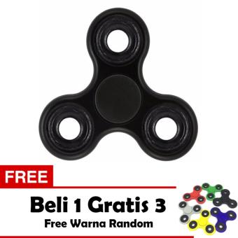 Fidget Spinner Premium Hand Toys Mainan Tri-Spinner EDC Ball Focus Games - Hitam + Free 3 Fidget Spinner