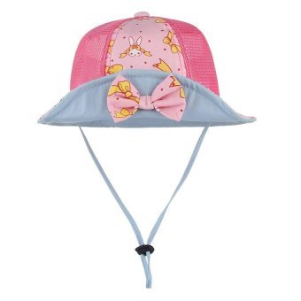 GEMVIE Summer Fashion Baby Kids Bowknot Decorated Bucket Hat Adjustable Sun Hat Cartoon Hat (Pink) - intl