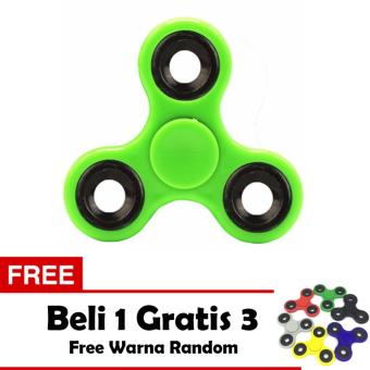 Fidget Spinner Premium Hand Toys Mainan Tri-Spinner EDC Ball Focus Games - Hijau + Free 3 Fidget Spinner