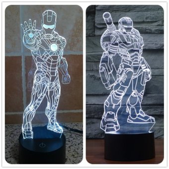 Hot Creative 3D LED Iron Man Acrylic 3 Style Atmosphere LampNovelty Lighting White Color Table Lamp Anime Fans To Collect Toys - intl
