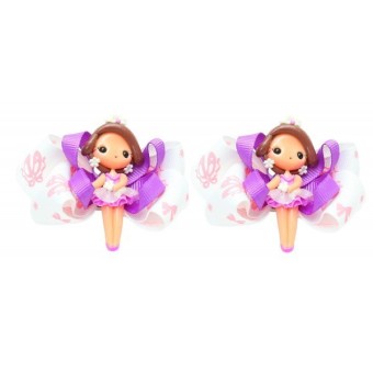 Emily Labels Balerina Clips Purple and Dark Brown - 2 pack