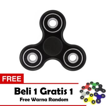 Fidget Spinner Hand Toys Mainan Tri-Spinner EDC Ceramic Ball Focus Games - Hitam + Free 1 Fidget Spinner