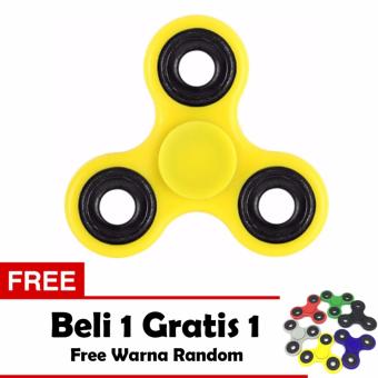 Fidget Spinner Premium Hand Toys Mainan Tri-Spinner EDC Ball Focus Games - Kuning + Free 1 Fidget Spinner