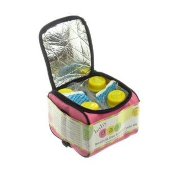 Baby Pax - Cooler Bag Set Pink (Tas Penyimpan ASI + 4 Botol Kaca ASI + 3 Ice Gel)