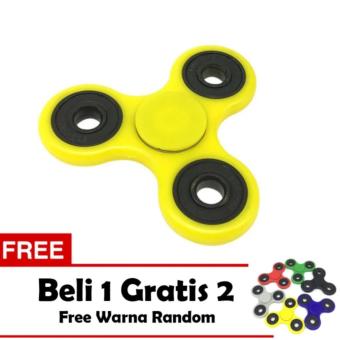ANGEL Fidget Spinner Hand Toys Mainan Tri-Spinner EDC Ceramic Ball Focus Games - Kuning + Free 2 Fidget Spinner