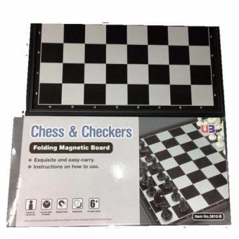 Chess & Checkers Folding Magnetic Board atau Papan Catur - Hitam