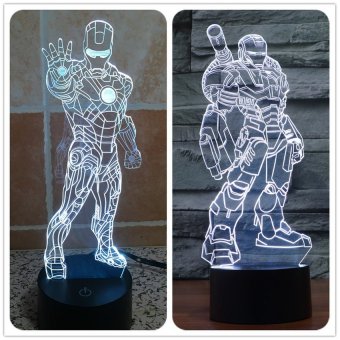 Hot Creative 3D LED Iron Man Acrylic 3 Style Atmosphere LampNovelty Lighting White Color Table Lamp Anime Fans To Collect Toys - intl