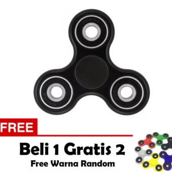 ANGEL Fidget Spinner Hand Toys Mainan Tri-Spinner EDC Ceramic Ball Focus Games - Hitam + Free 2 Fidget Spinner