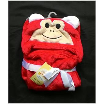 MomBaby Selimut Topi Double Fleece / Selimut Hoodie 3D / Hoodie Blanket Tudung / Selimut Topi Animal - Monyet Merah