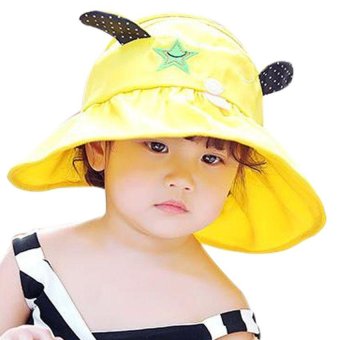 GEMVIE Summer Fashion Baby Kids Lovely Puppy Design Hat Empty Top Sun Hat (Yellow) - intl