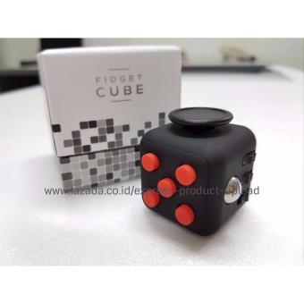 Rekomendasi Lazada - Premium Quality Fidget Cube (Black Red)
