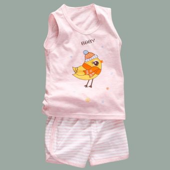 Baby lily Bear Fashion Boys Girls Baby Bird Casual Kids 2Pcs Vest Top + Pant Clothing Sports Set - intl