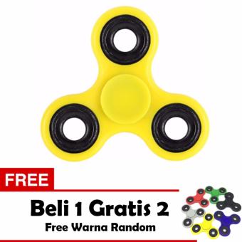 Fidget Spinner Premium Hand Toys Mainan Tri-Spinner EDC Ball Focus Games - Kuning + Free 2 Fidget Spinner
