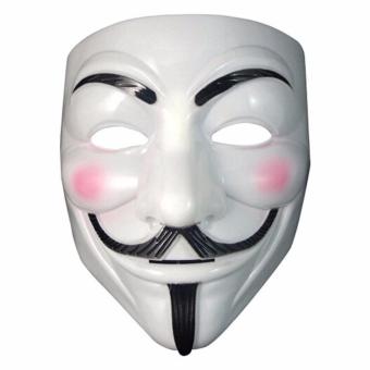 Wellness Topeng Vendetta - Topeng Plastik Tahan Lama - Topeng Halloween pesta kostum Cosplay - Topeng Vendetta Mask Occupy Anonymous Cosplay - Putih