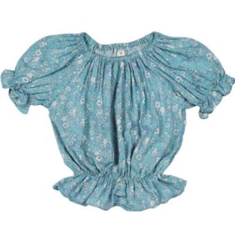 Short Puff Sleeve Tunic Crinkle Floral T-Shirt For Little Girls Age 2-6 YM-MS-151015b (Intl)