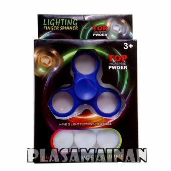 MOMO Toys Lighting LED Finger Spinner Biru - Mainan Spinner Hand Toys