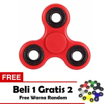 Fidget Spinner Premium Hand Toys Mainan Tri-Spinner EDC Ball Focus Games - Merah + Free 2 Fidget Spinner