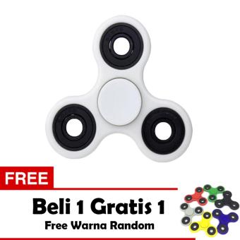Fidget Spinner Premium Hand Toys Mainan Tri-Spinner EDC Ball Focus Games - Putih + Free 1 Fidget Spinner