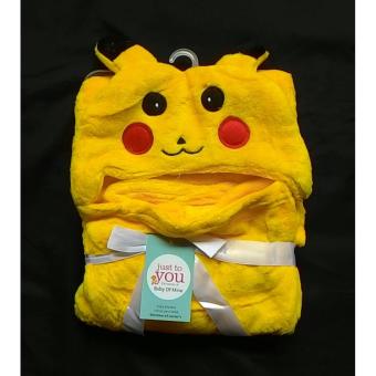 MomBaby Selimut Topi Double Fleece / Selimut Hoodie 3D / Hoodie Blanket Tudung / Selimut Topi Animal - Pikachu 01 Kuning