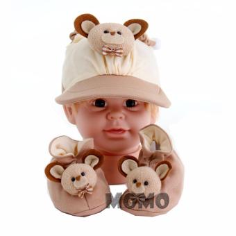 AA Toys Topi Sepatu Set Bayi Boneka Coklat Mika - Topi Set Bayi