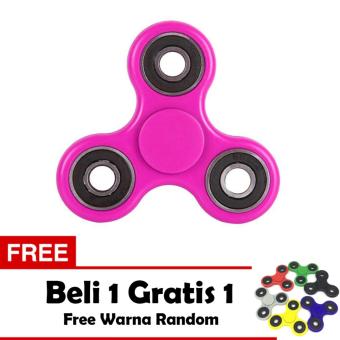 Fidget Spinner Hand Toys Mainan Tri-Spinner EDC Ceramic Ball Focus Games - Pink + Free 1 Fidget Spinner