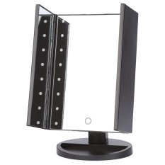 Fashion meja portabel lipat 16 lead lampu bercahaya cermin rias (hitam)
