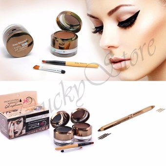 Lucky Kiss Beauty Waterproof Gel Eyeliner + Eyebrow 2 in 1 - 1 Pcs + Menow Pensil Alis Eyebrow Pencil & Concealer 2 in1 - 1 Pcs