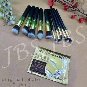 JBS Kuas Makeup Brush Set Cosmetic Blending Pencil Brushes Gold - 10 Pcs Collagen Crystal Eye Mask - Masker Mata