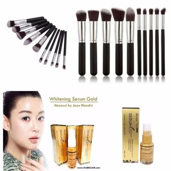 JBS Kuas Makeup Brush Set Cosmetic Blending Pencil Brushes - 10 Pcs - whitening Serum Gold - Perawatan Kulit Wajah