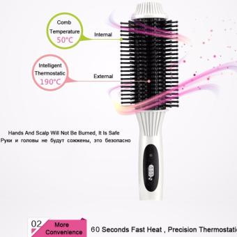2-In-1 Multifunctional hair iron Fast Hair Straightener Comb, Hair Curler Brush Electric Straightening Irons Comb(White) - intl