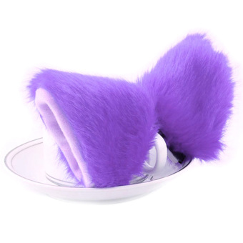 GETEK Cute Costume Cosplay Orecchiette Cat Long Fur Ears Hair Clip (Purple)
