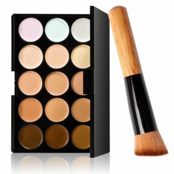 Mesh 15 Colors Cosmetic Make up Concealer Palette Foundation Cream with Powder Brush