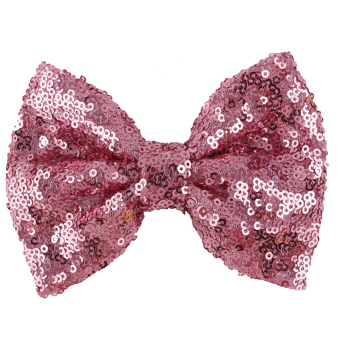 Velishy Sequins Bow Hair Clips for Costume Party Pink