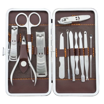12 in 1 Stainless Steel Personal Manicure Set and Pedicure Set Travel and Grooming Kit with Free Delicate Case