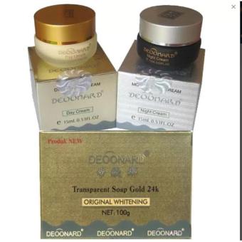 Paket Deoonard Cream Gold - Paket Perawatan Pemutih .Cream Siang Gold .Cream Malam Silver .Plus Sabun Whitening