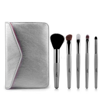 MSQ 5ps journey. makeup brush makeup brush set beauty make-up brush with A Silver PU leather bag(Silver)