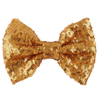 Velishy Sequins Bow Hair Clips for Costume Party Dark Gold