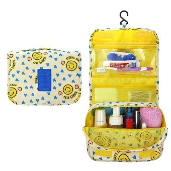 Vanker Travel Large Capacity Foldable Hanging Cosmetic Washing Storage Bag Organizer(Yellow Smile)
