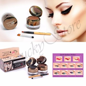 Lucky Kiss Beauty Waterproof Gel Eyeliner + Eyebrow 2 in 1 - 1 Pcs + Lucky Quick Eyeliner Stickies - Stiker Pakai Eyeliner Jadi Mudah & Gampang - 1 Set